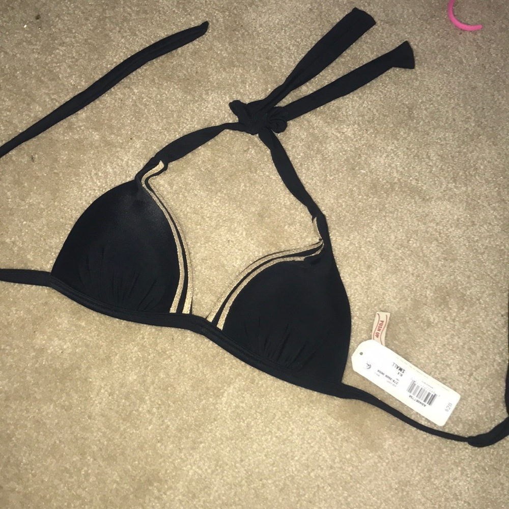 Black and gold swim top